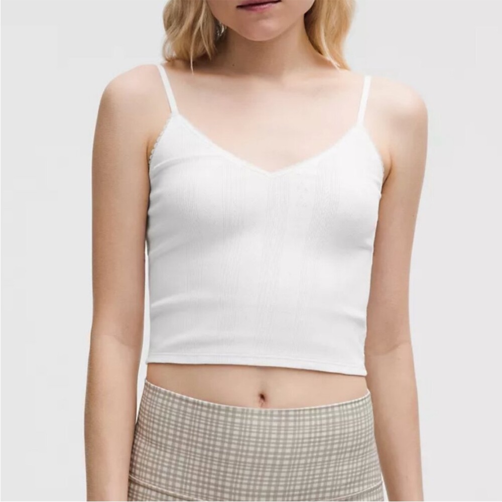 NWT Lululemon Athletica - Cotton Pointelle Cropped Cami Tank Top | White | M